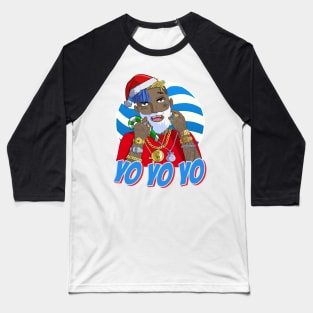 Black Santa Claus Gangster Christmas Baseball T-Shirt
